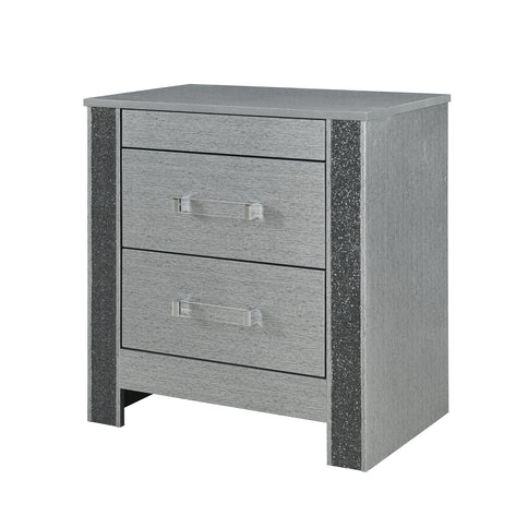 Lorenzo - Nightstand With Hidden Compartment And Handles - Silver