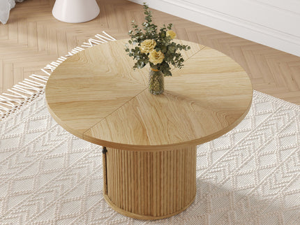 Roman Column Round Dining Table With Double Layer Storage - Wood