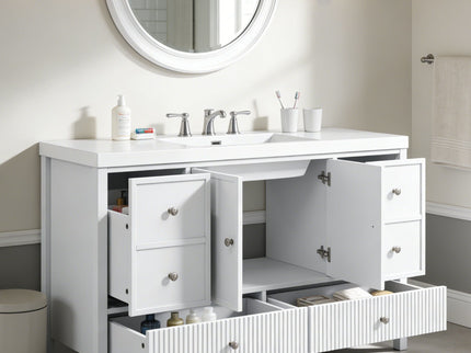 Bathroom Vanity With Separate Sink, Soft Close Doors And 4 Drawers