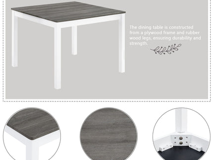 5 Piece Dining Table Set With 4 Chairs For Kitchen - Gray / White