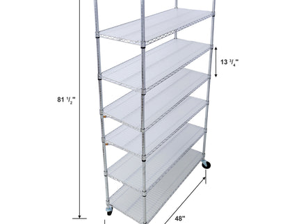 7 Tier Metal Shelf Wire Shelving Unit, 2450Lbs Heavy Duty Adjustable Storage Rack With Wheels & Shelf Liners For Closet Kitchen Garage Basement Commercial Shelving