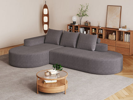 Modern Curved Sofa, L-Shaped Modular Sectional Set With 3 Pillows