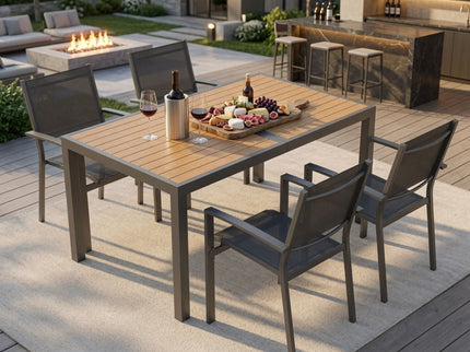 5 Piece Patio Dining Set With Table And Chairs For Outdoor Use - Gray