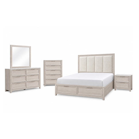 Melissa - 5 Piece Storage Bedroom Set With Padded Headboard
