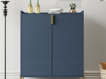 Wine Bar Cabinet With Adjustable Shelf, 2 Door Sideboard With Soft-Closing Hinges And Feet