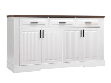 Fluted Sideboard Buffet Cabinet With 4 Doors And 3 Drawers