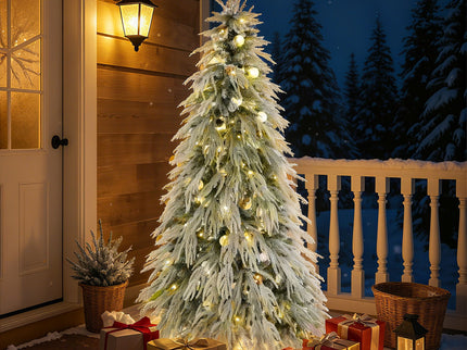 Snow Flocked Christmas Tree With LED Lights