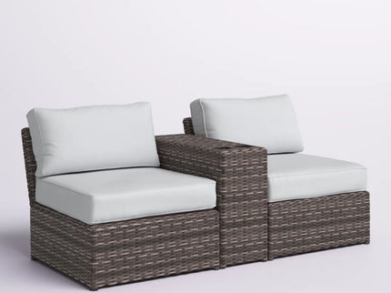 2 Person Wicker Conversation Set With Cushions, Weather Resistant