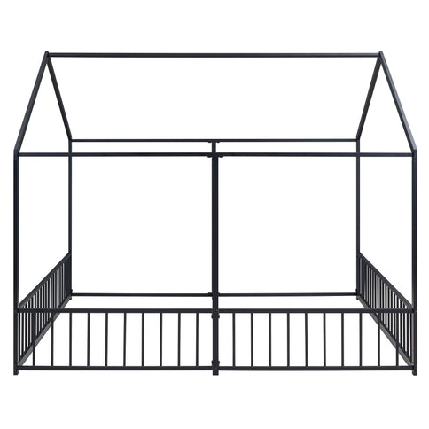 House Platform Beds, 2 Shared Beds, Metal Frame With Guardrails