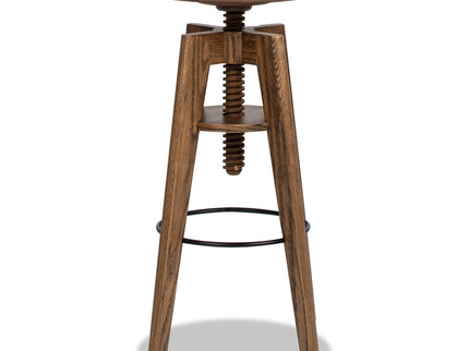 Spencer - Minimalist Oak Adjustable Bar Counter Stool - Walnut Brown Oak