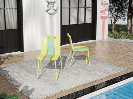 Modern Striped Blocking Single Chairs (Set of 4)
