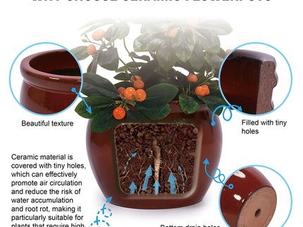 3 Pieces Ceramic Flowerpot, Planter For Patio, Garden Or Windowsills