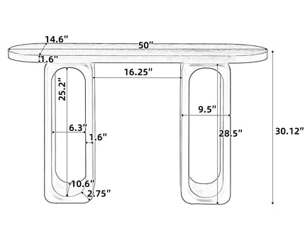 Art Sculptural Console Table With Oval Cutout Legs - Black