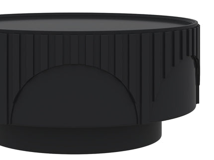 Round Fluted Drum Coffee Table With Sturdy Base For Living Room