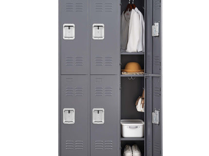 6 Door Lockers With Lock For Employees, Storage Cabinet For Home, Gym, Office, School, Garage - Gray
