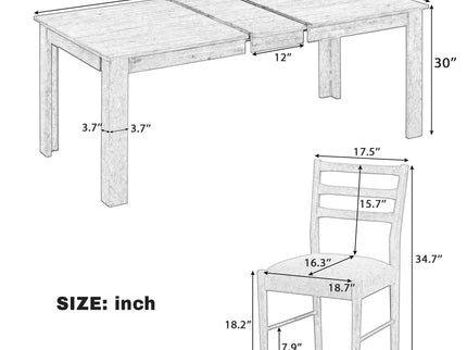 7 Piece Dining Set With Extendable Table, 2 Drawers & 6 Upholstered Chairs