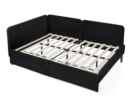 Upholstered Platform Bed Frame With 2 Storage Drawers And Adjustable Sofa Bed