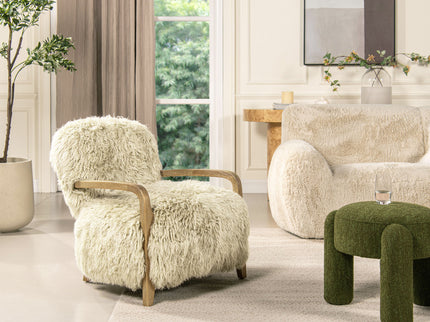 Enchante - New Zealand Sheepskin Accent Arm Chair - Taupe / Natural