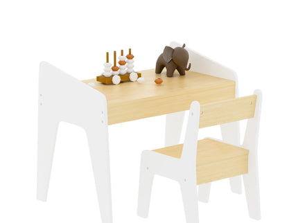 Table Set With 1 Chair, Children Study Table For Ages 2 - 8 - White