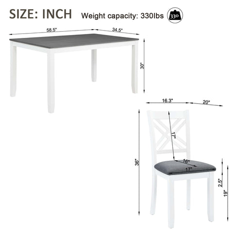 Kitchen Dining Set, Rectangular Dining Table & Upholstered Chairs