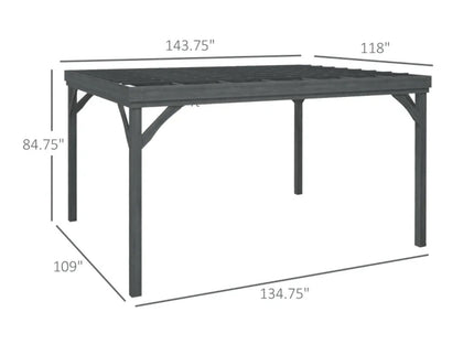 Patio Grape Vine Gazebo Outdoor Pergola With Open Roof For Climbing Plants - Gray