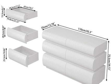Minimalist Modern 6 Drawer Dresser, Handle Free Design With Wide Storage