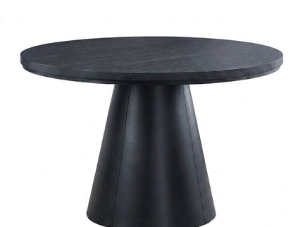 Round Dining Table With Cone Shaped Base - Black