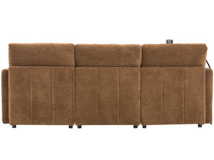 Modern Modular U-Shaped Sofa Bed With Movable Ottoman, USB Ports, Phone Holder