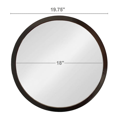 Circle Wall Mirror With Wooden Frame, Wall Mirror For Living Room