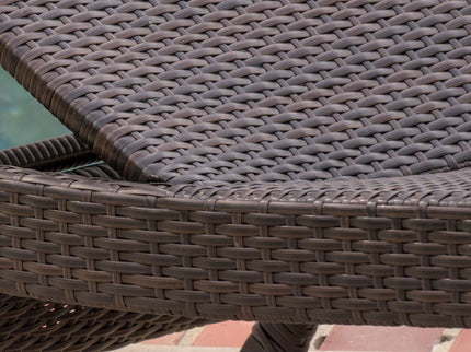 Kauai - Modern Style Pe Wicker Chaise Lounge - Brown Multi