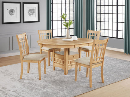 Davis - 5 Piece Oval Extension Leaf Dining Set With Pedestal Base - Light Oak