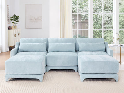 Stylish Sofa With Ottoman And Lumbar Pillows, Ergonomic Design