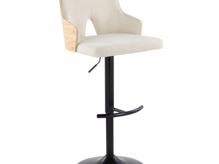 Stella - Contemporary Adjustable Barstool Stool With Swivel And Rounded T Footrest (Set of 2)