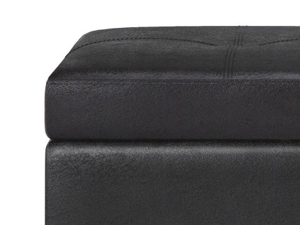 Oregon - Storage Ottoman Bench With Tray - Distressed Black