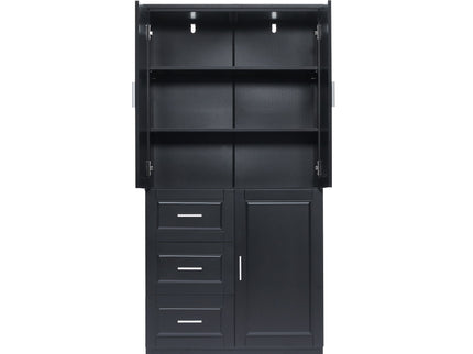 Tall Wide Storage Cabinet With Doors, 3 Drawers
