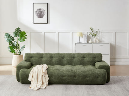 Cloud Series Minimalist Button Tufted Square Arm 3 Seater Sofa