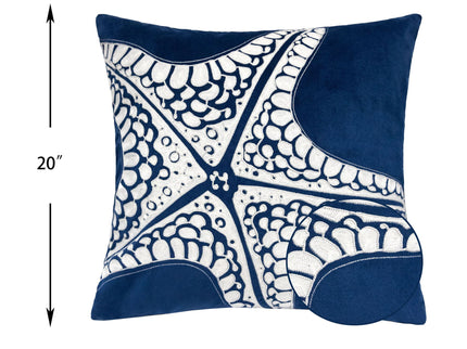 Seastar Starfish Pillow With Hidden Zipper (Set of 2) - Indigo