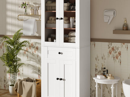 Bathroom Storage Cabinet, Adjustable Shelves & Drawer, Freestanding Tower