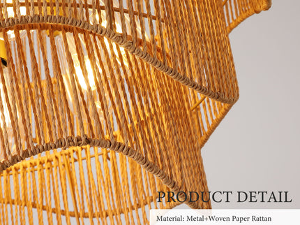 Chandelier With 7 Light E26 Base, Adjustable Height Wave Pendant Light For Living Room - Gold