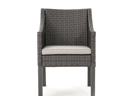 Outdoor Rattan Dining Chair With Straight Legs And Sloped Arms (Sey of 2)
