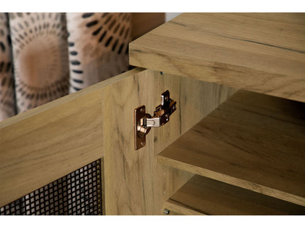Door Accent Cabinet With Screens - Brown
