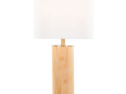 Cylinder - Ash Contemporary Table Lamp - Ash / Antique Brass / White