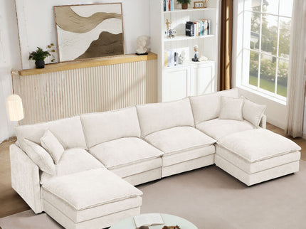 Modular U Shaped Sectional Sofa, 4 Seater Comfy Cloud Couch