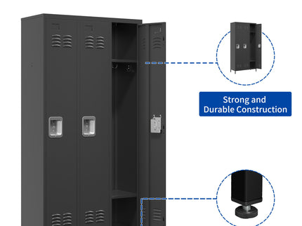 Storage Locker Cabinet With Locks For Employees, Home Gym Office School Garage - Black