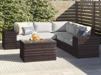 Modern Patio Rattan Sectional Set With Cushions