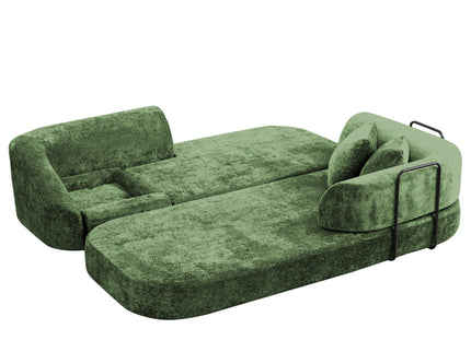 3 Seater Sofa With Built In Pet Bed Nook, Curved Design And 2 Throw Pillows