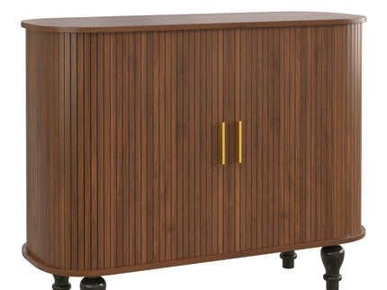 Fluted Liquor & Coffee Bar Cabinet With 6 Wine Racks And 3 Glass Holders