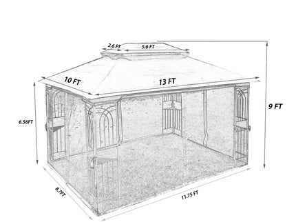 Patio Gazebo Tent With Ventilated Double Roof And Mosquito Net