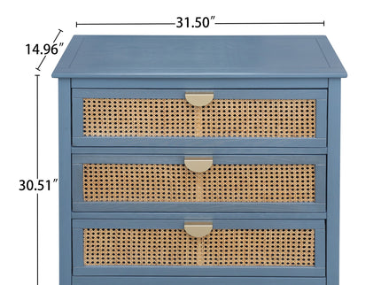 3 Drawer Cabinet, Natural Rattan, American Furniture