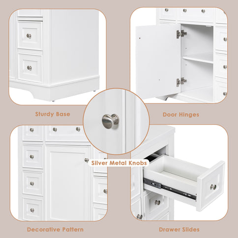 Modern Bathroom Vanity Base Only With 1 Cabinet And 6 Drawers